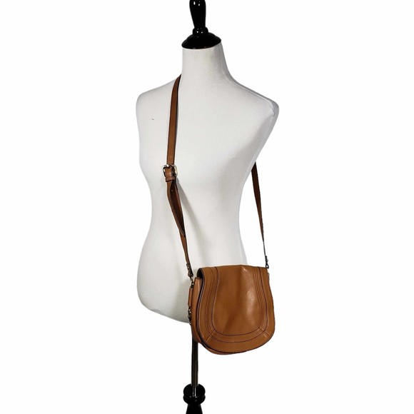 French Connection Handbags - French Connection Tan Polyurethane Crossbody Handbag w/ Adjustable Strap